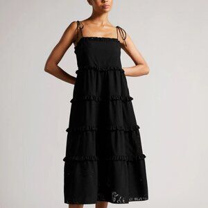 TED BAKER LONDON NWT Hansi Magnolia Cut Out Strappy Tiered Midi Dress